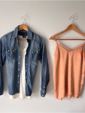 Denim Shirt + 2 Top Bundle Size M - Western | Coquette | Coastal Cowgirl